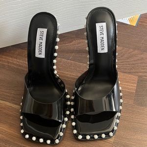 Never worn! Black rhinestone heels